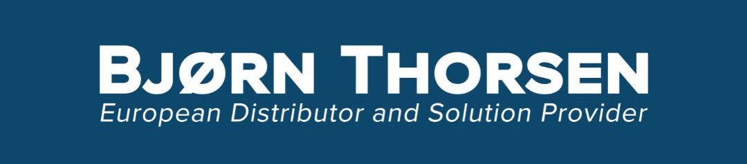 White logo Bjørn Thorsen - european distributor and solutions provider